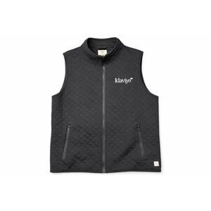 Marine Layer Quilted Vest Corbet Men Size Large Black Full Zip Logo Klaviyo